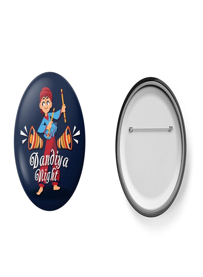 Hubops dandiya badge Round Pin Button Badge for Navratri Celebration garba dandiya Other Events dandiya night Badge (44mm pack of 12) - Image 3