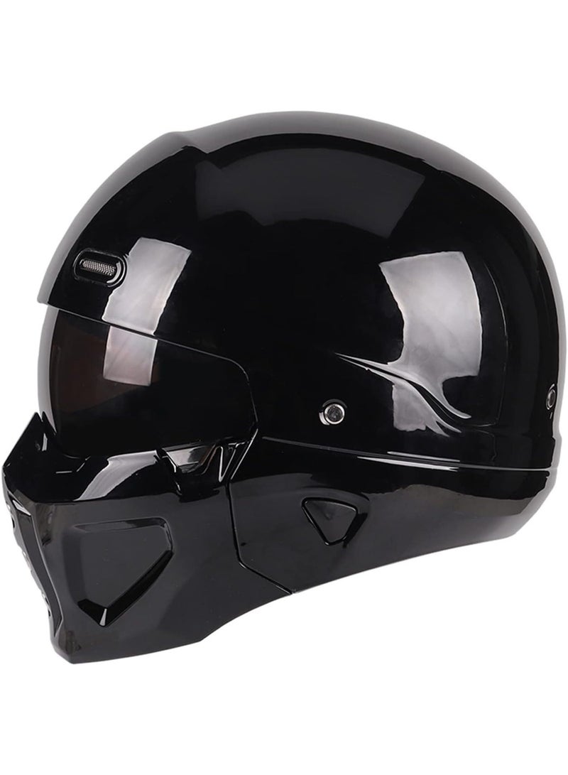 Unisex-Adult Motorcycle Modular Helmet - Open Face/Full Face Design, DOT Approved, Gloss Black for Street Bike, Cruiser, Scooter - Image 1