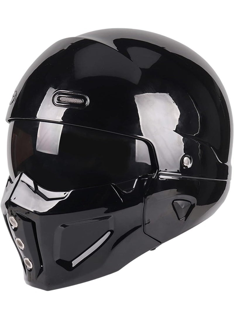 Unisex-Adult Motorcycle Modular Helmet - Open Face/Full Face Design, DOT Approved, Gloss Black for Street Bike, Cruiser, Scooter - Image 2