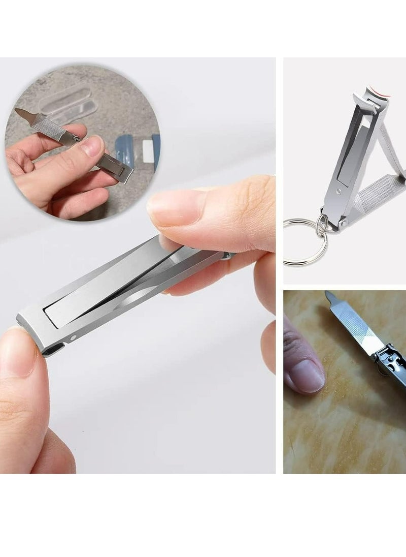 Generic 2 Pcs Multi Nail Clipper Ultra-Thin Portable Nail Cutter with Key Ring and Nail File Stainless Steel Foldable Manicure Set for Traveling, Home, Office  - Image 5