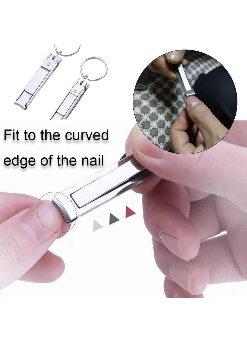 Generic 2 Pcs Multi Nail Clipper Ultra-Thin Portable Nail Cutter with Key Ring and Nail File Stainless Steel Foldable Manicure Set for Traveling, Home, Office  - Image 2