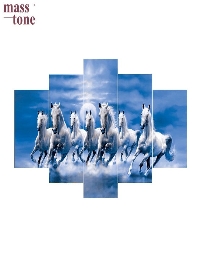 Masstone Seven Horses Vastu Painting | Wall Decor (30x17 Inch) | Wall Painting for Bedroom Set of 5 | Seven Lucky Running Vastu Horses Art Framed Painting | Painting for Wall Decoration - Image 2