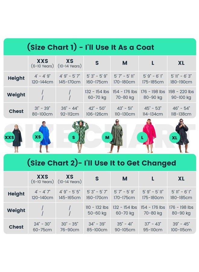 Owntop Waterproof Changing Robe for Adults Kids - Windproof Hooded Coat with Soft Warm Sherpa Fleece Lining | Customizable Patch | Oversized Dry Swimming Robe for Surf and Beach, Green, M - Image 4