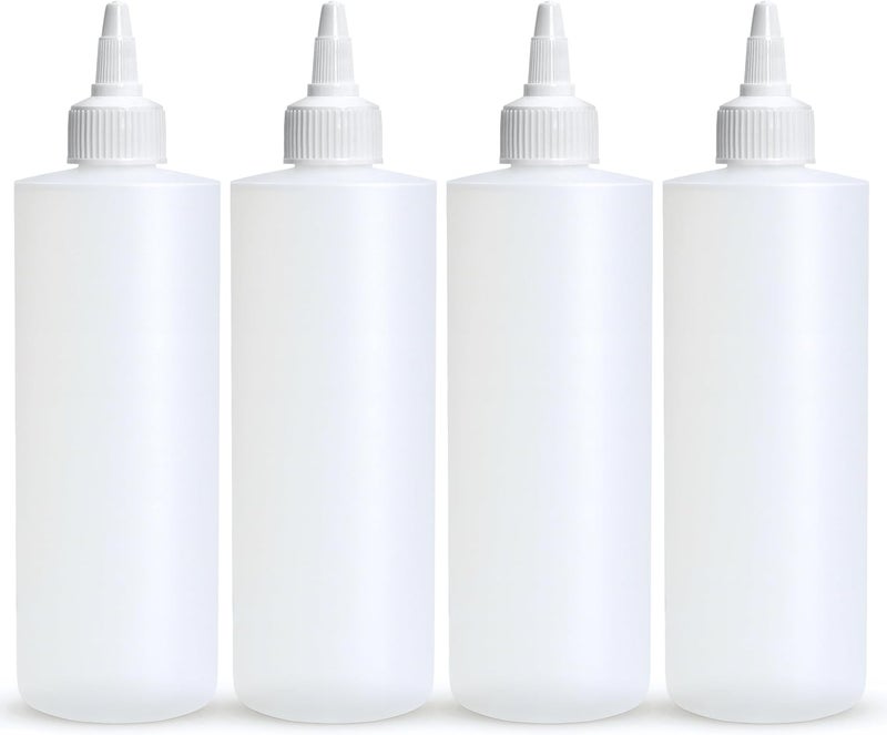 BRIGHTFROM Condiment Squeeze Bottles, 12 OZ Empty Squirt Bottle with Twist Top Cap, Leak Proof - Great for Ketchup, Mustard, Syrup, Sauces, Dressing, Oil, Arts and Crafts, BPA FREE Plastic - 4 PACK - Image 1