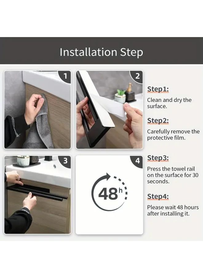 Single Rod Silvery Towel Bar Wall Mounted Stainless Steel Bathroom Towel Rack Holder - Image 5