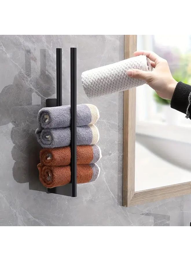Single Rod Silvery Towel Bar Wall Mounted Stainless Steel Bathroom Towel Rack Holder - Image 3