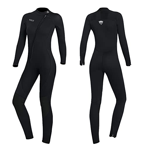 Skyone Wet Suits for Women Men Full Body 3MM Neoprene Wetsuit Diving Suit in Cold Water, Long Sleeves Front Zip Scuba Wetsuits One Piece Thermal Swimsuit for Surfing Snorkeling (3MM Women Black, Large) - Image 1