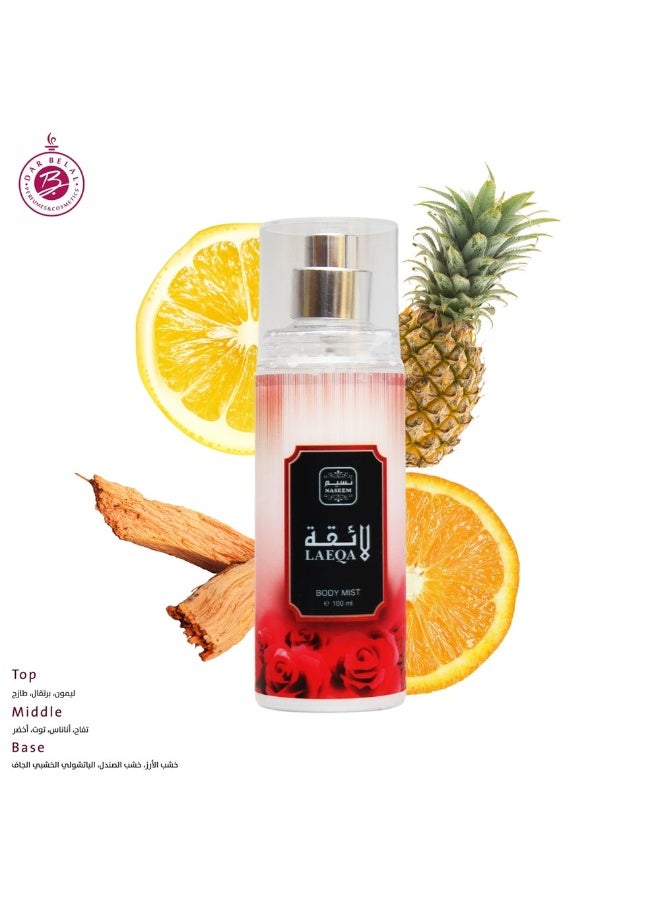 نسيم لائقة – بخاخ معطر للجسم والشعر بدون كحول 100 مل من نسيم | رائحة فاكهية خشبية منعشة - Image 3