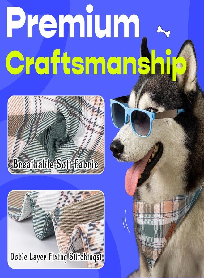 Charcy Dog Bandanas 4 Pack - Fall Bandana for Boys and Girls, Holiday, Birthday - Adjustable Durable Scarf, Unique Rural Square Design XL - Image 4