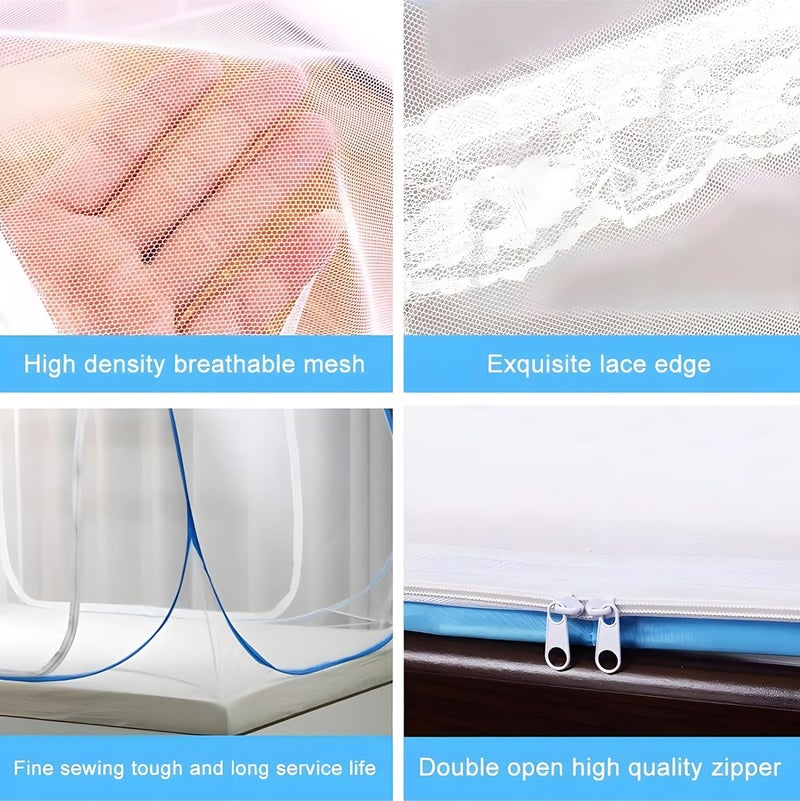 Kuber Industries 6.5x4 Feet Nylon Mosquito Net for Single Bed | Foldable Machardani for Bedroom | Outdoor Trip Mosquito Net | Blue - Image 5