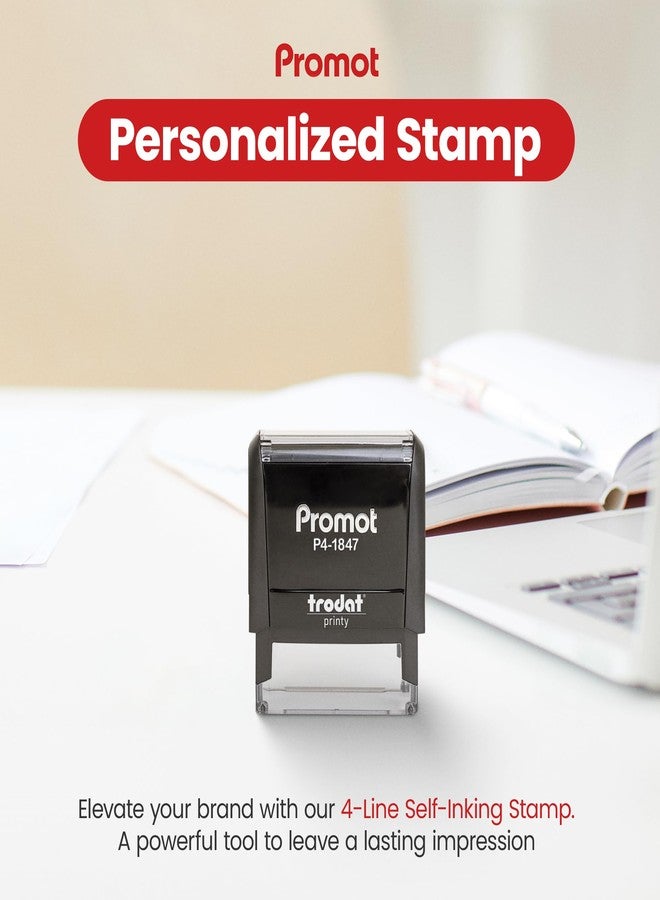 Promot Self Inking Custom Stamp - Up to 4 Lines of Personalized Text, Customized Address Stamp with Easy to Change Ink Cartridge (Medium) - Image 2