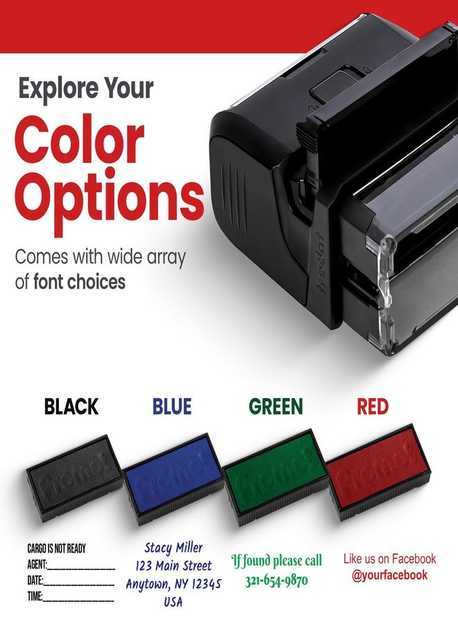 Promot Self Inking Custom Stamp - Up to 4 Lines of Personalized Text, Customized Address Stamp with Easy to Change Ink Cartridge (Medium) - Image 4
