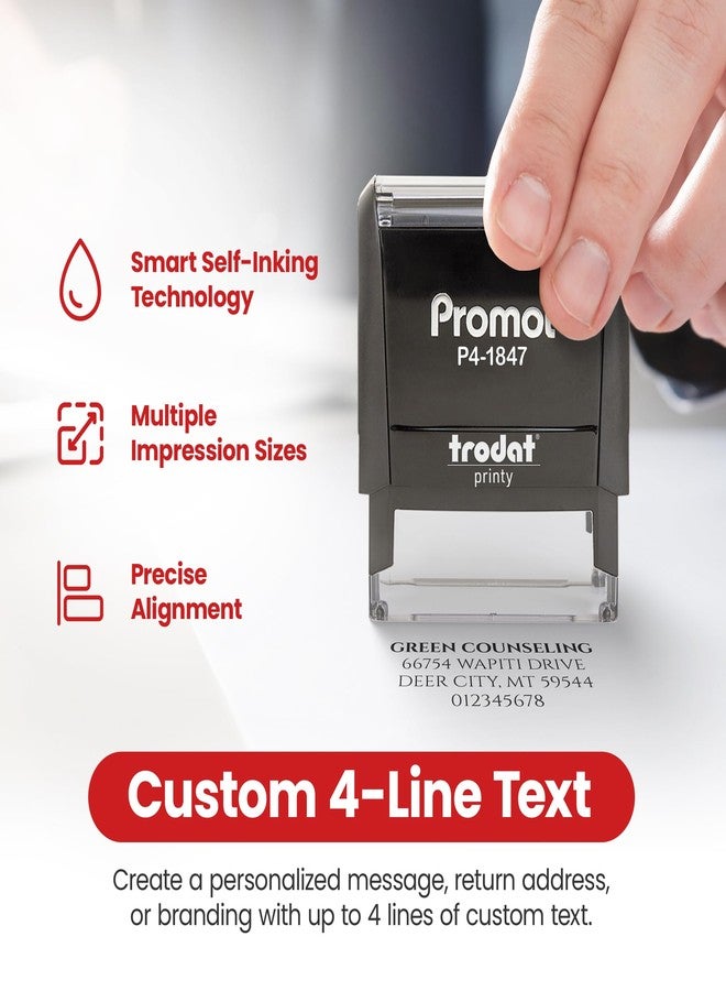 Promot Self Inking Custom Stamp - Up to 4 Lines of Personalized Text, Customized Address Stamp with Easy to Change Ink Cartridge (Medium) - Image 3