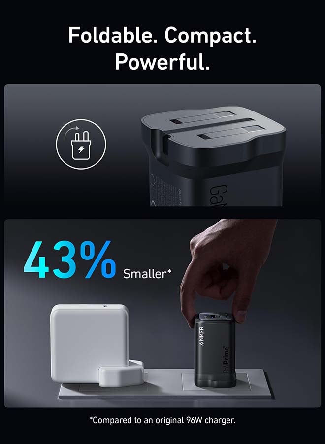 Anker 100W USB C Plug, Prime GaN 3-Port Fast PPS Charger - Compact, Foldable Design for MacBook Pro/Air, iPad Pro, iPhone 16/15/14, Samsung S25/S24, Huawei, Xiaomi, Vivo, Oppo and More - Image 4