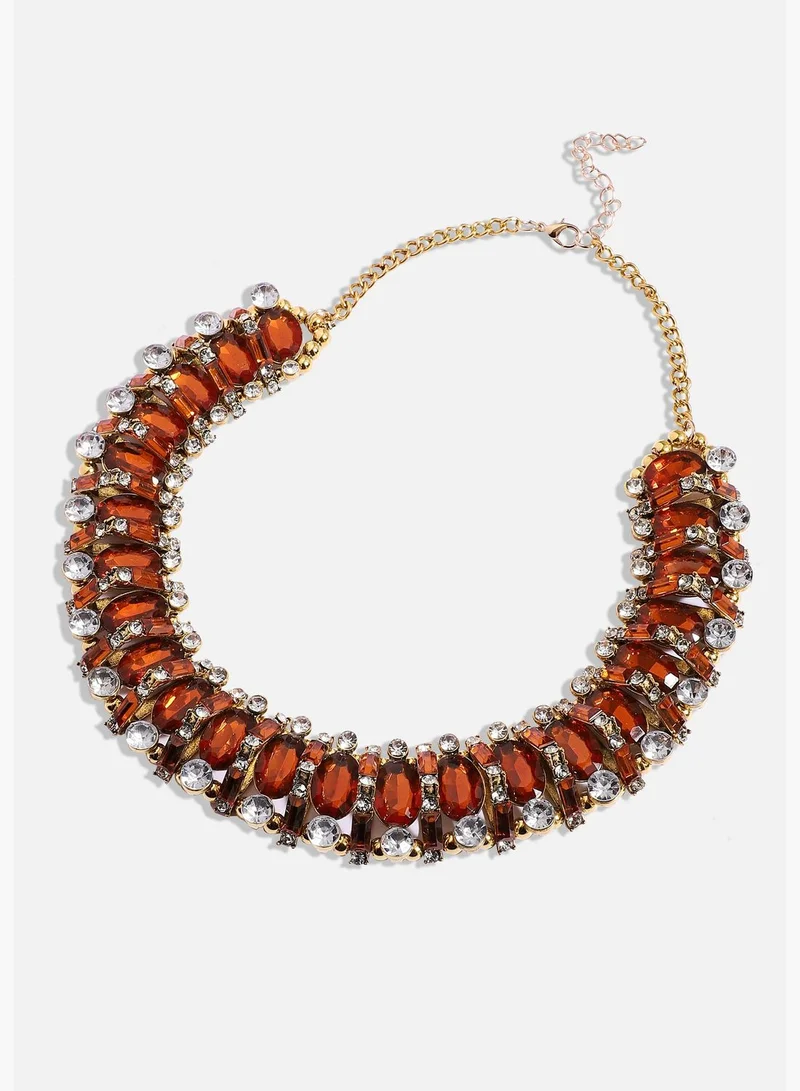 SOHI Gold Plated Designer Stone Party Wear Necklace For Women