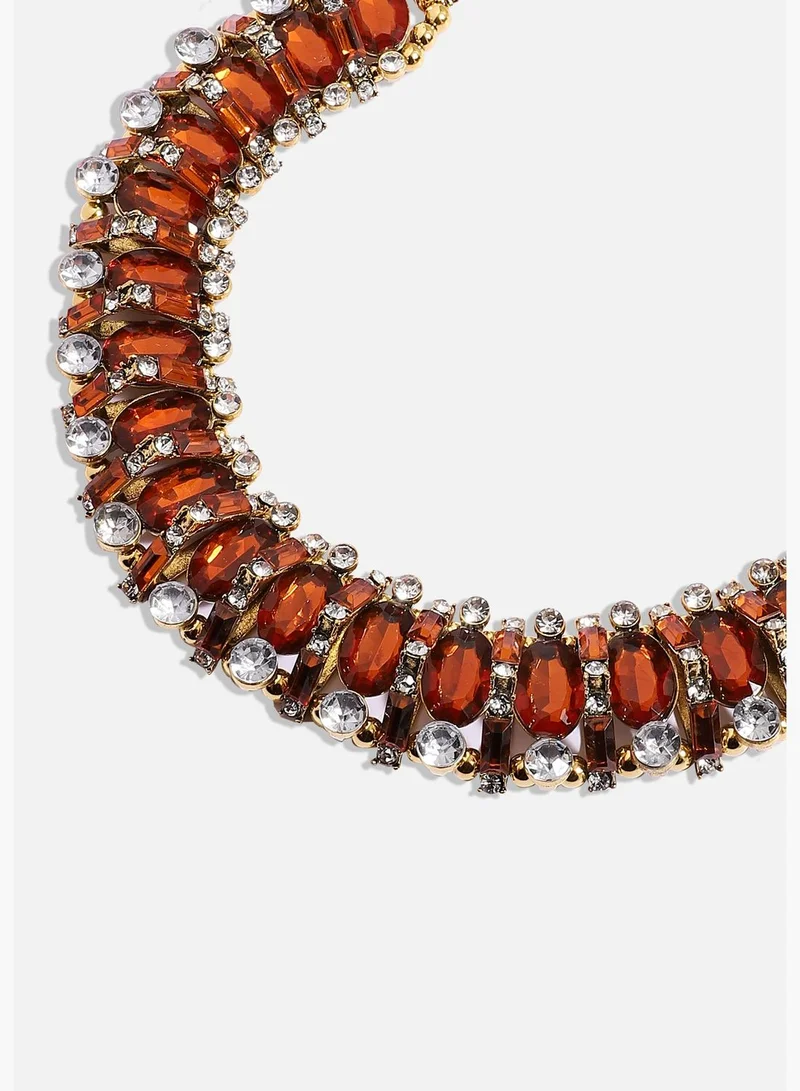 SOHI Gold Plated Designer Stone Party Wear Necklace For Women