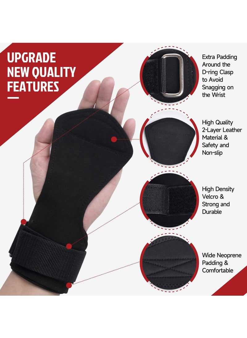 INFOSUN Premium Weight Lifting Wrist Hooks Straps for Maximum Grip Support - Deadlift Gloves and Grip Pads Alternative in Fitness Gym Power Training Like Pull Up Deadlifting & Shrugs For Women Men (Black)  - Image 5