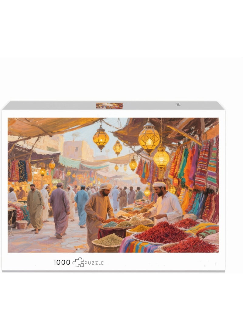 1000 قطعة من لوحة زيت مونيه أسلوب لغز سوق التوابل في دبي - تجربة فنية ملونة - Image 2