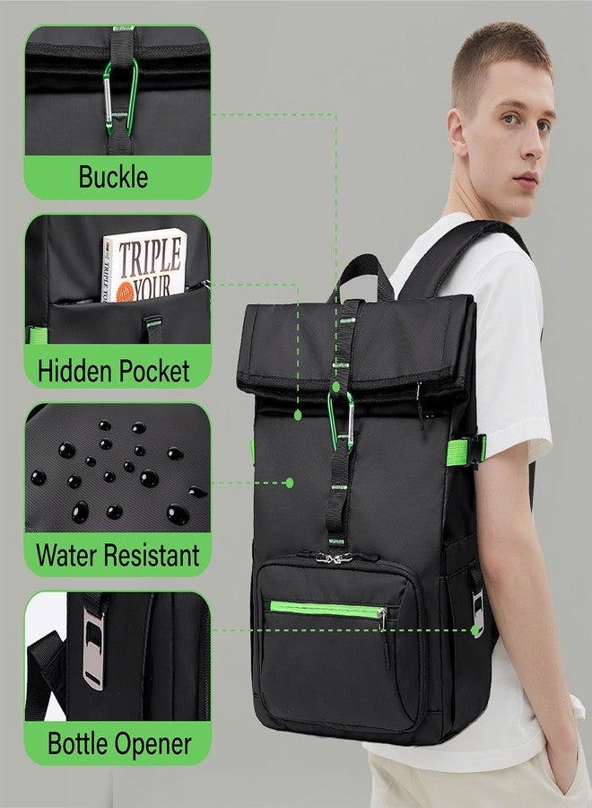 LOIDOU Lunch Backpack for Men Work, Waterproof 15.6 Laptop Backpack with Lunch Box Compartment, Insulated Lunch Bag for Business College Beach Camping Picnics, Womens Gifts Cooler Backpacks, Black - Image 3