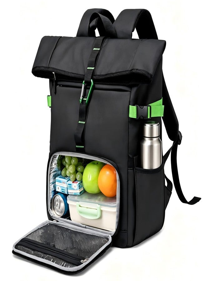 LOIDOU Lunch Backpack for Men Work, Waterproof 15.6 Laptop Backpack with Lunch Box Compartment, Insulated Lunch Bag for Business College Beach Camping Picnics, Womens Gifts Cooler Backpacks, Black - Image 1