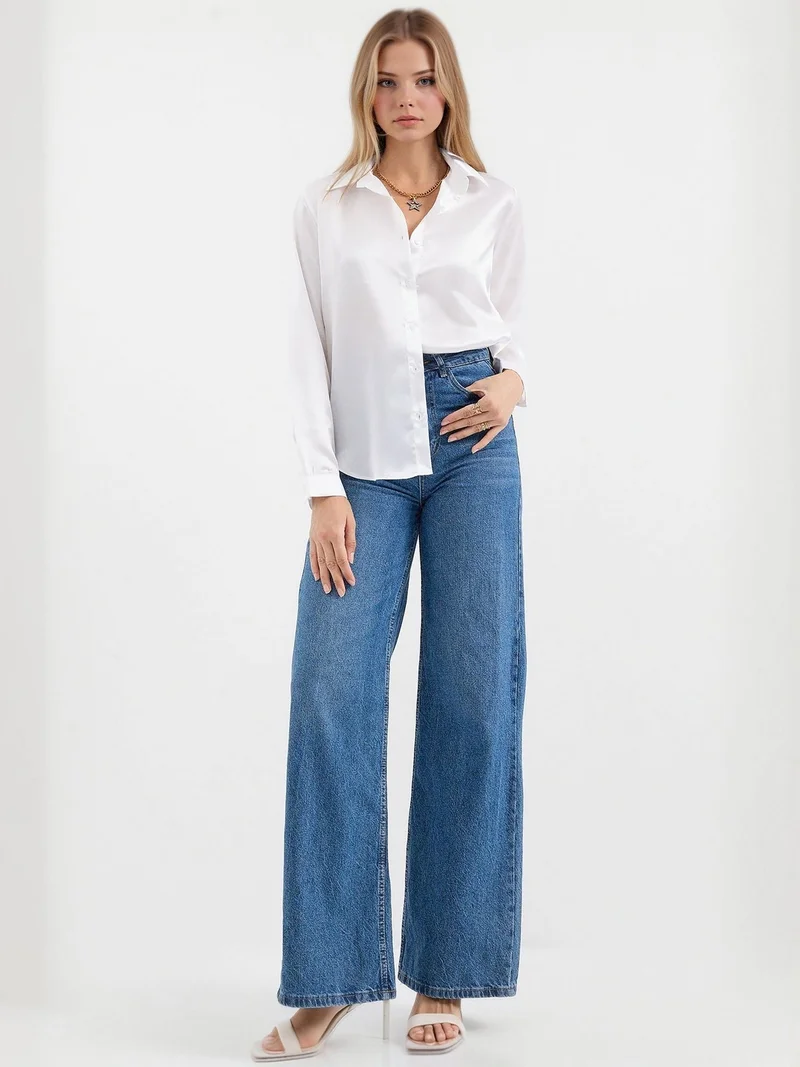 بيغ دارت قميص ساتان بأكمام طويلة بأزرار