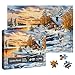 Larkipuzz Winter Nature Landscape Puzzles for Adults 1000 Pieces Pretty Sunset Lake House Tree Jigsaw Puzzles Challenging Snow Scenic Cabin River Animal Puzzle - Image 2