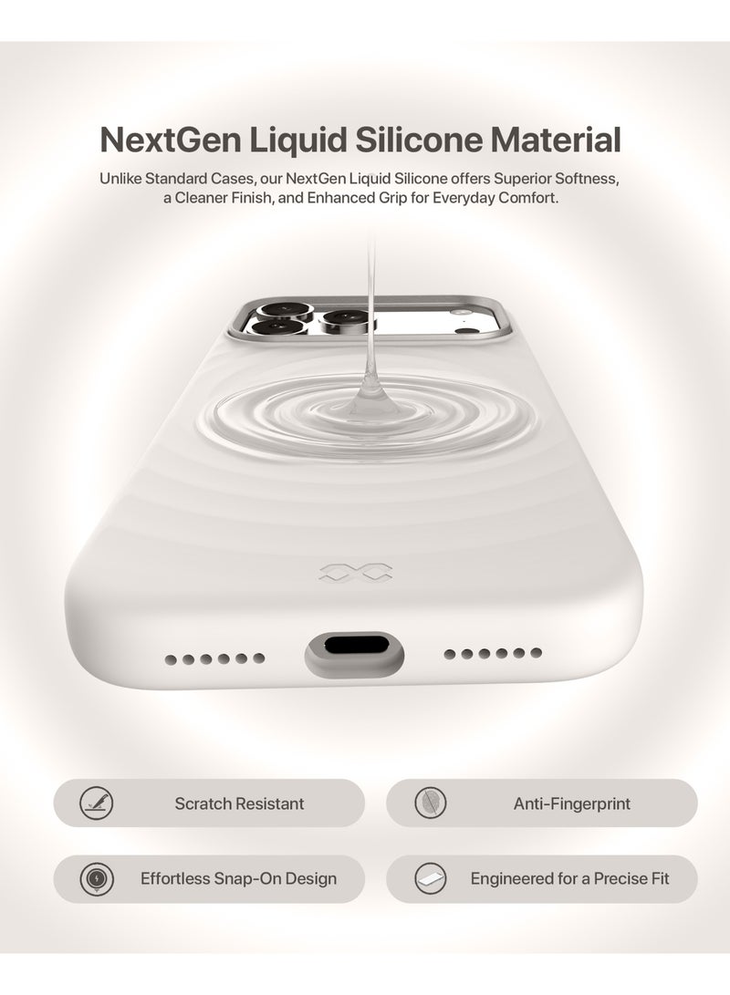 INFINYTY iPhone 17 Pro Max Premium Ripple Silicone Case with Metallic Camera Frame- QuiverX Beige, MagSafe Compatible, Slim, Shockproof Cover with Ultra-Soft Microfiber Lining, Mil. Grade Drop Protection, Light-Weight, Raised Edges for Secure Grip - Image 3