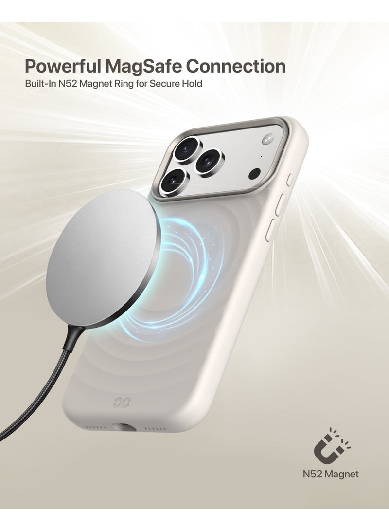 INFINYTY iPhone 17 Pro Max Premium Ripple Silicone Case with Metallic Camera Frame- QuiverX Beige, MagSafe Compatible, Slim, Shockproof Cover with Ultra-Soft Microfiber Lining, Mil. Grade Drop Protection, Light-Weight, Raised Edges for Secure Grip - Image 4