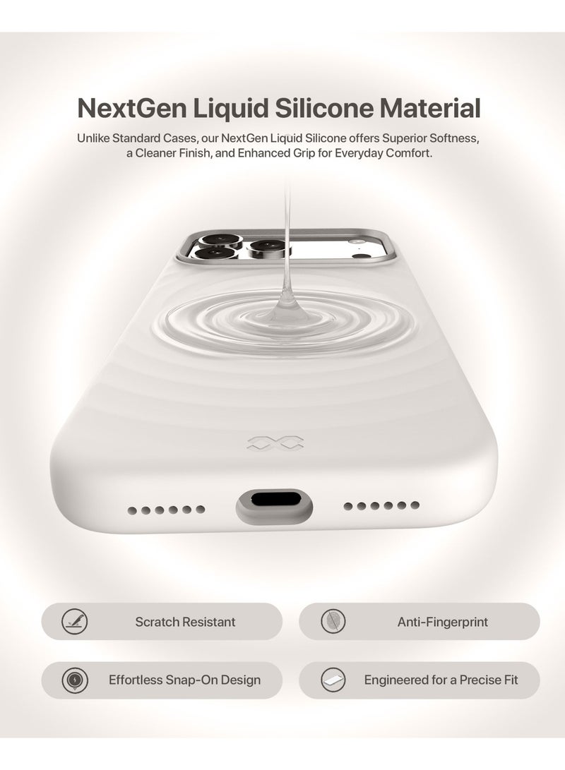 INFINYTY iPhone 17 Pro Max Premium Ripple Silicone Case with Metallic Camera Frame- QuiverX Beige, MagSafe Compatible, Slim, Shockproof Cover with Ultra-Soft Microfiber Lining, Mil. Grade Drop Protection, Light-Weight, Raised Edges for Secure Grip - Image 3