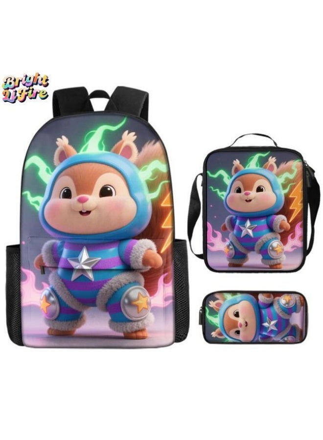 Bright Li Fire Fashion is unlimited! Cartoon bag three-piece set, suitable for a variety of scenes for students and teenagers (available for students, children, friends on outings, mountain climbing, schooling, etc.) - 22 - Image 1