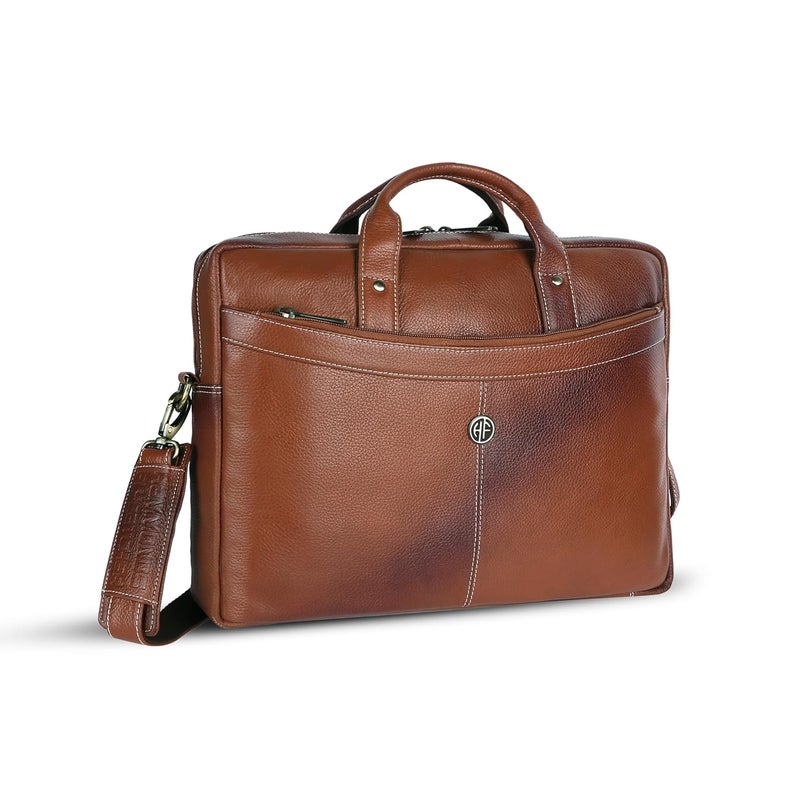 HAMMONDS FLYCATCHER Genuine Leather Office Bag for Men, 15.6 Inch Professional Tan Color Laptop Bag for Men, Adjustable Strap & Multi Compartments, 1 Year Warranty - Office, Travel, Daily Use - Image 1
