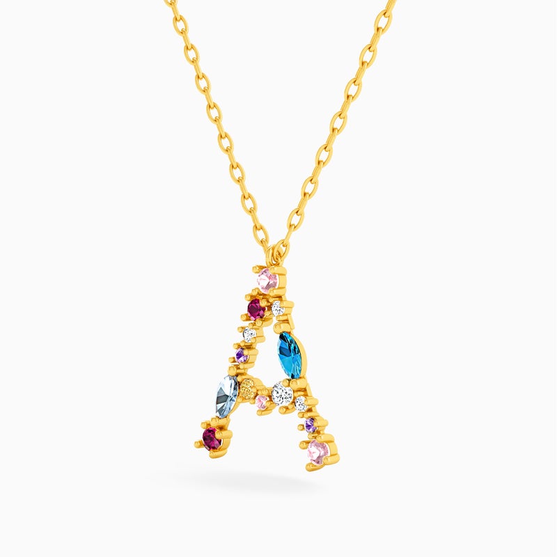 Instyle by L'azurde Instyle Letter A Colored Stones Necklace in 14K Gold - Image 2
