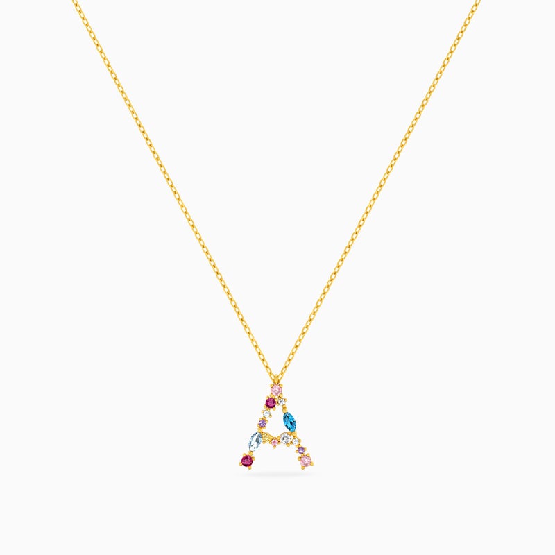 Instyle by L'azurde Instyle Letter A Colored Stones Necklace in 14K Gold - Image 3