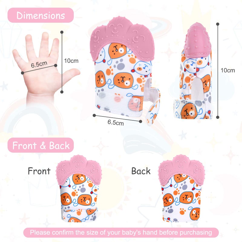 Vicloon 2Pack Silicone Teething Mitt, Soothing Infant Teething Mitten Pain Relief, Prevent Scratches Glove, Safe Silicone Teething Toys for 0-12 Months - Image 2