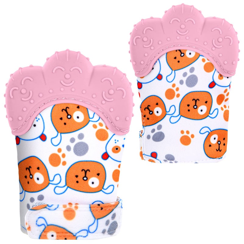 Vicloon 2Pack Silicone Teething Mitt, Soothing Infant Teething Mitten Pain Relief, Prevent Scratches Glove, Safe Silicone Teething Toys for 0-12 Months - Image 1
