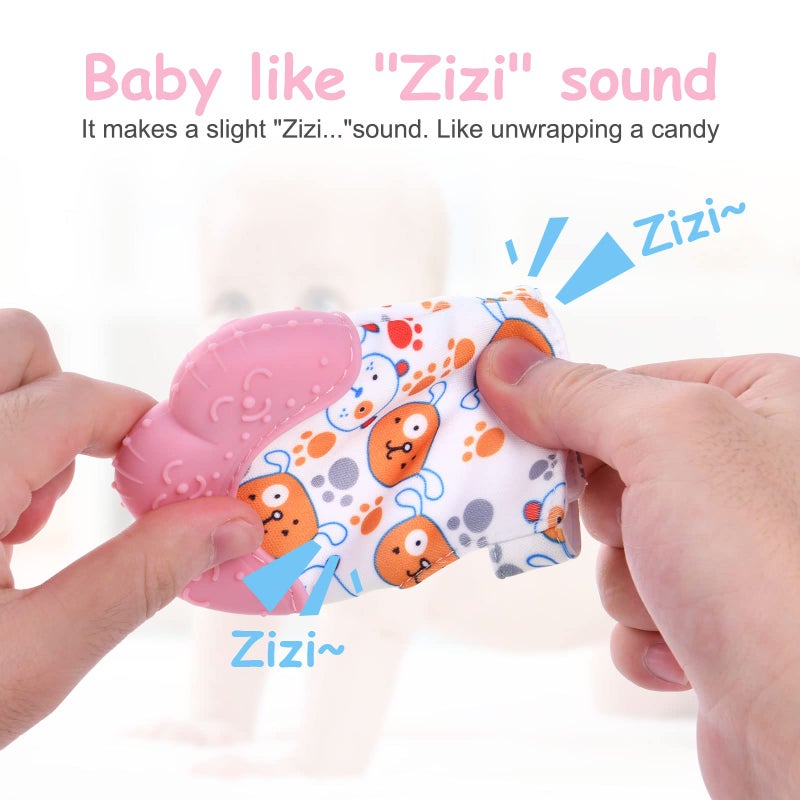 Vicloon 2Pack Silicone Teething Mitt, Soothing Infant Teething Mitten Pain Relief, Prevent Scratches Glove, Safe Silicone Teething Toys for 0-12 Months - Image 4