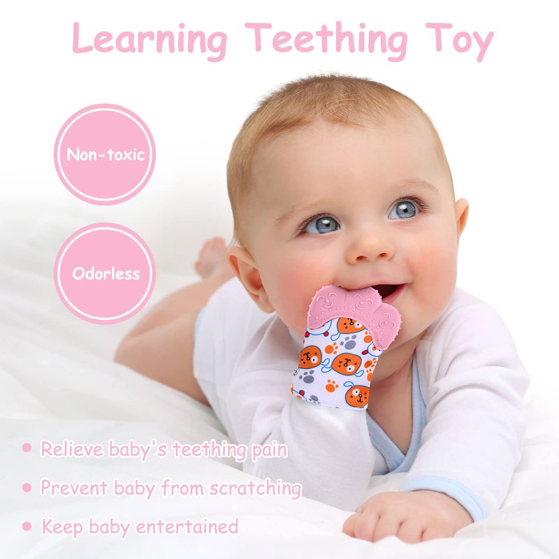 Vicloon 2Pack Silicone Teething Mitt, Soothing Infant Teething Mitten Pain Relief, Prevent Scratches Glove, Safe Silicone Teething Toys for 0-12 Months - Image 5