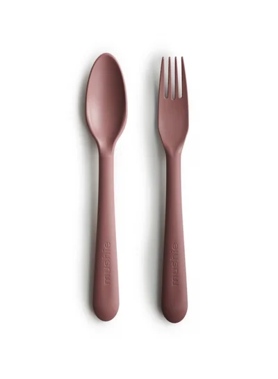 mushie Baby Fork And Spoon Set - Woodchuck