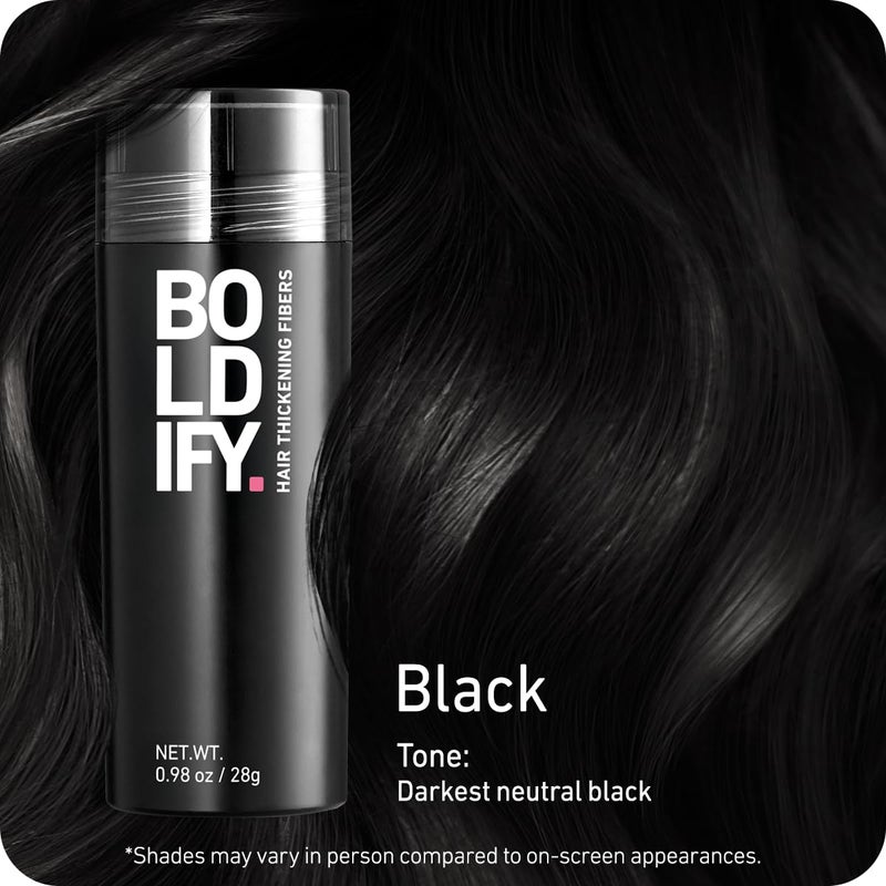 BOLDIFY Hair Fibers (28g) - Fill In Thinning and Fine Hair for an Instantly Fuller, Thicker Look - 14 Shades for Women & Men - Black - Image 2