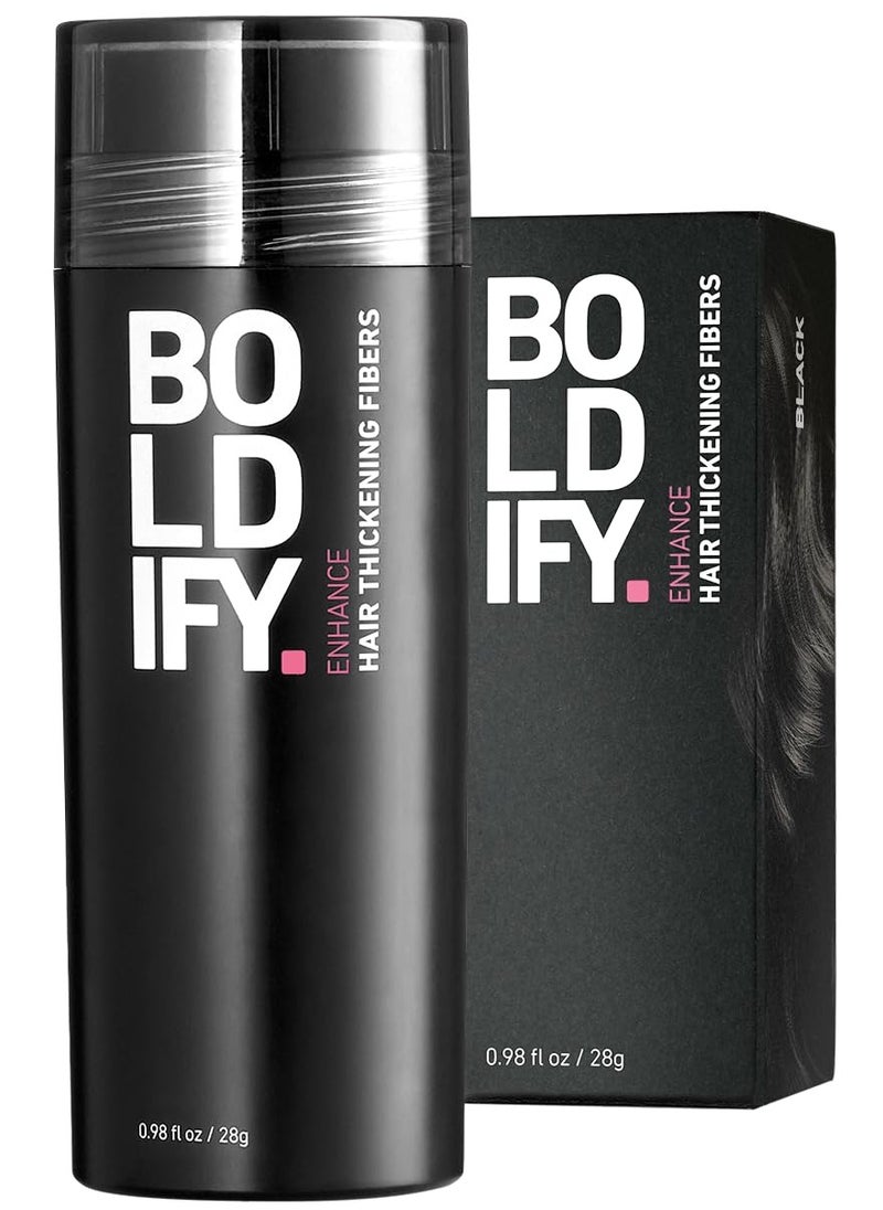 Boldify Boldify hair fibers for fine thinning Hair black undetectable & natural 28g bottle hair powder completely conceals hair loss in 15 sec hair thickener & topper for women & men  - Image 1