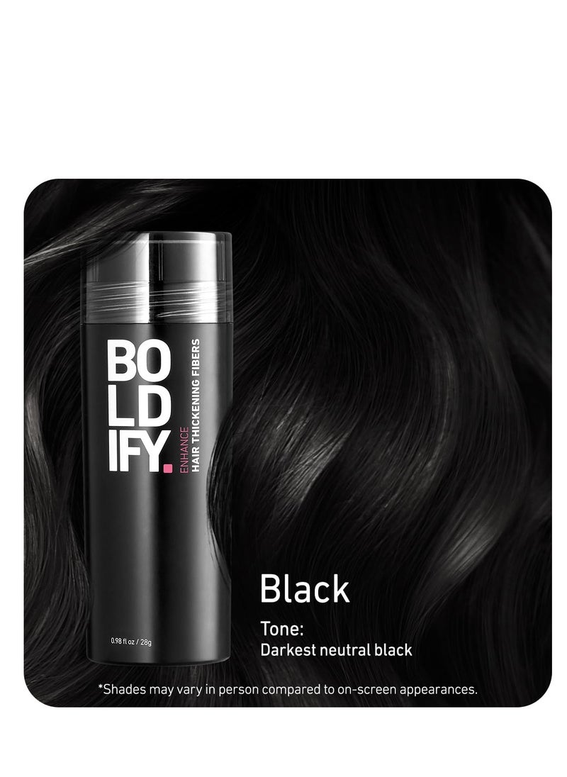 Boldify Boldify hair fibers for fine thinning Hair black undetectable & natural 28g bottle hair powder completely conceals hair loss in 15 sec hair thickener & topper for women & men  - Image 2