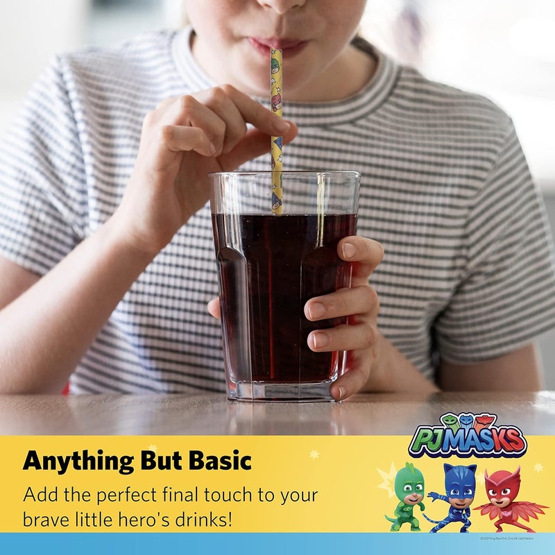 Glad for Kids PJ Masks Paper Straws, 50 Count | Paper Straws With Fun Design for Kids | Heavy Duty Biodegradable Paper Straws | Compostable Paper Straws - Image 3