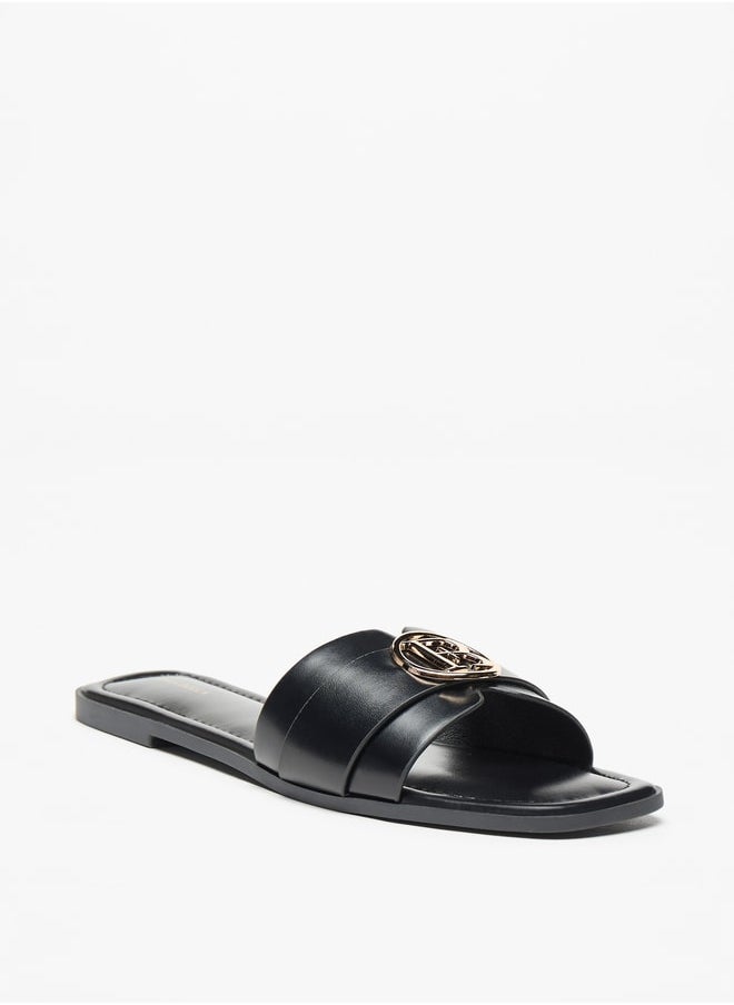 Flora Bella By Shoexpress Logo Accent Slip-On Flat Sandals  - Image 1