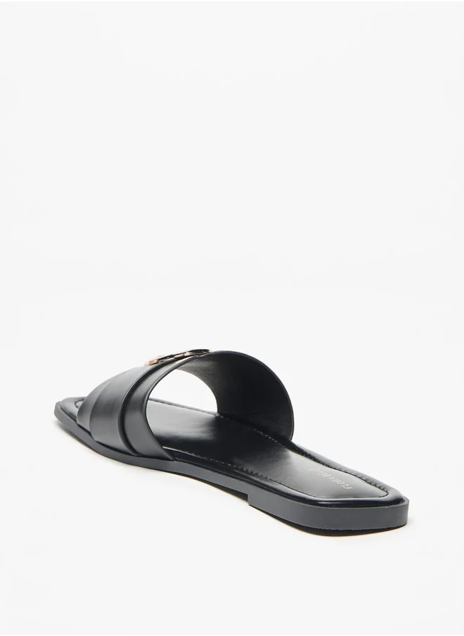 Flora Bella By Shoexpress Logo Accent Slip-On Flat Sandals