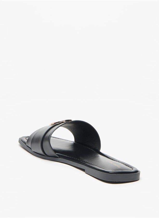 Flora Bella By Shoexpress Logo Accent Slip-On Flat Sandals  - Image 2