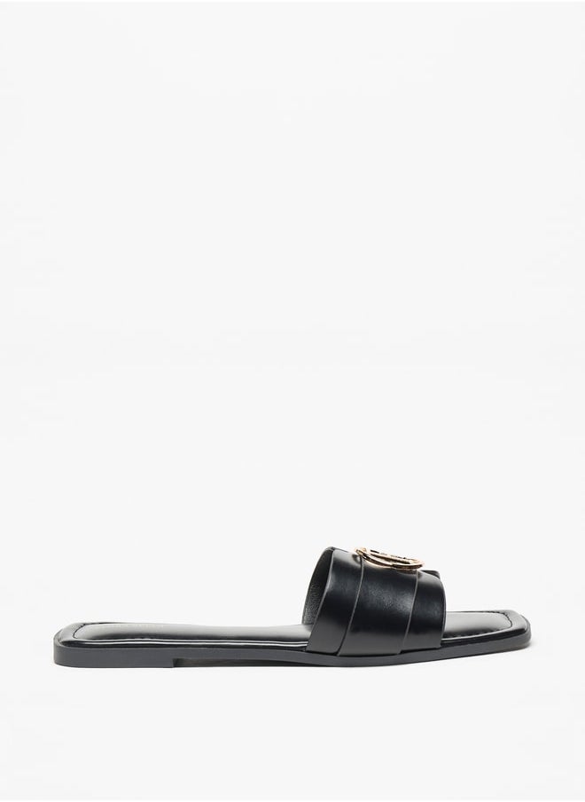 Flora Bella By Shoexpress Logo Accent Slip-On Flat Sandals  - Image 3