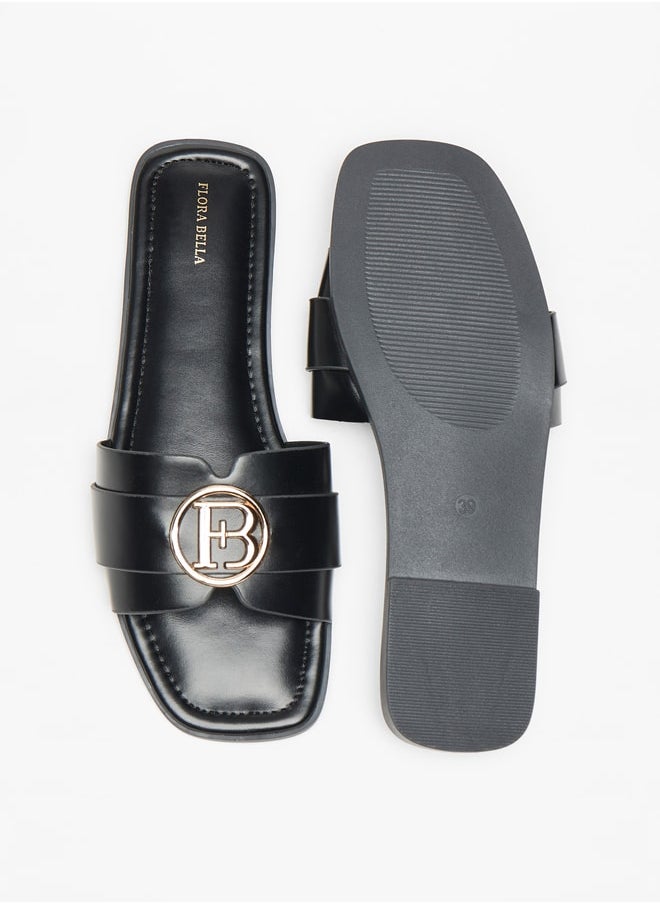 Flora Bella By Shoexpress Logo Accent Slip-On Flat Sandals  - Image 4
