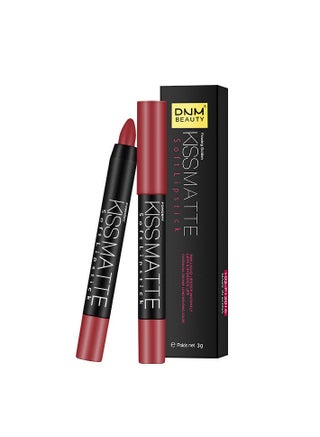 3Pcs Rub Red Chestnut Mauve Pink Matte Lipstick Lip Crayon Liner Pencil Pen Makeup Set DNM Matte Lipstick and Lip Liner Set 24 Hour Waterproof mate 24 horas originales 13&15&16 - view 4