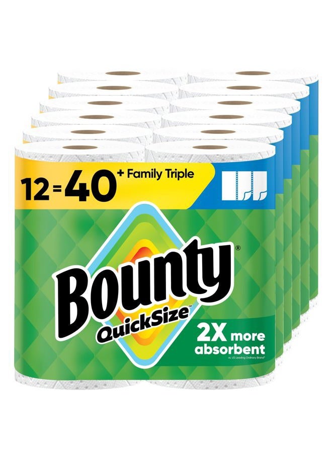 Bounty Paper Towels Quick Size White, 12 Family Triple Rolls, 141 Sheets Per Roll - Image 1
