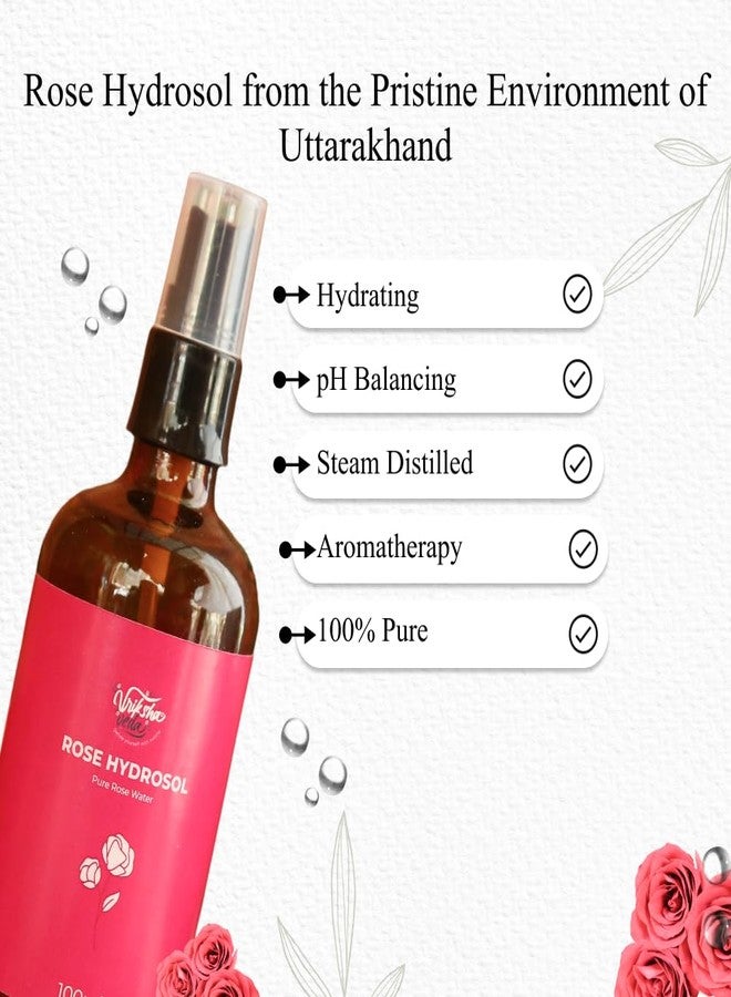 Vriksha Veda Selfcare Rituals Combo I Rose Hydrosol (100 ml) & Rosemary Hydrosol I For Skin & Hair (100 ml) I Rosemary Water for Hair Growth I Suitable for all Hair & Skin types - Image 3